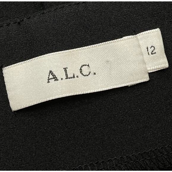 ALC Cropped Dress Pants Women Size 12 Black Wide Leg Minimalist High Rise - Picture 3 of 6